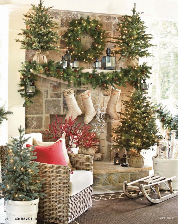 25 Rustic Fire Place Decorations Ideas For Christmas